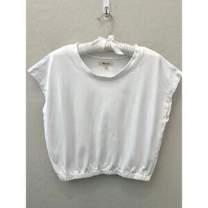 MADEWELL | White Cotton Jersey Hedgehog Cap Sleeve Tshirt | Medium